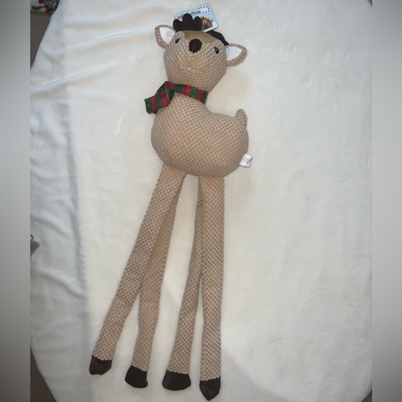Paw Yeah Christmas Reindeer Dog Toy Long Plush Squeaker & Crinkle NWT - Picture 3 of 5